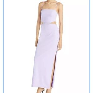 Aqua Side Cut Out Rhinestone Gown